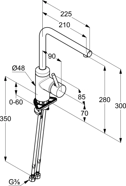 Смеситель для кухни Kludi L-ine 428143977 без подключения к фильтру черный