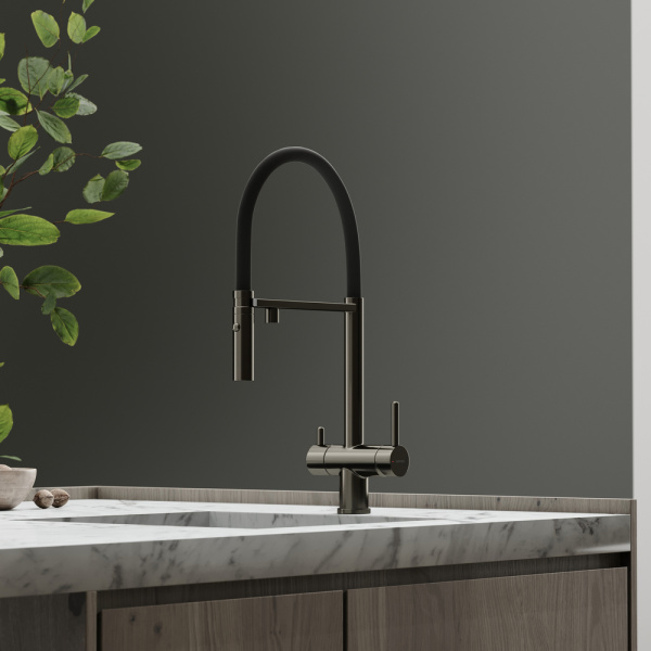 Смеситель для кухни Sancos Imola SC4010GG с подключением к фильтру вороненая сталь/черный