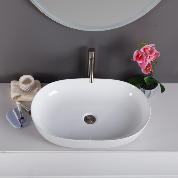 Раковина накладная овальная BelBagno  BB1348 фаянс цвет белый