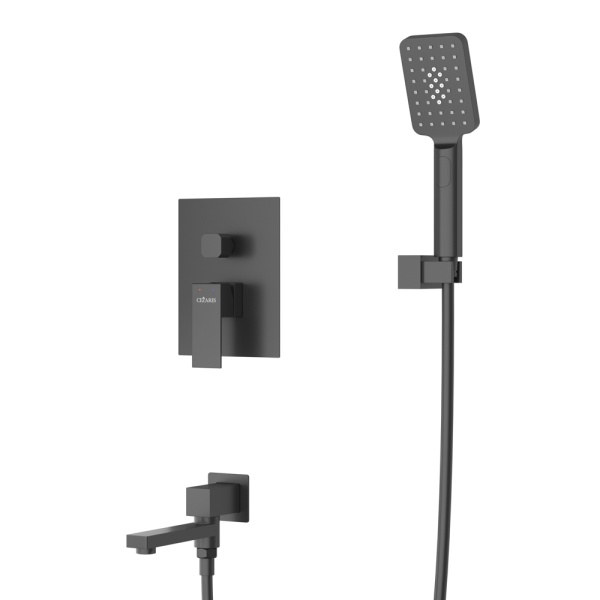 Душевая система со смесителем Cezares Slider SLIDER-VDSET-NOP монтаж встраиваемая в стену без термостата черная матовая