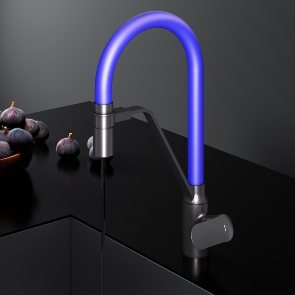 Смеситель для кухни Am.Pm Like F8007827 с подключением к фильтру черный/синий