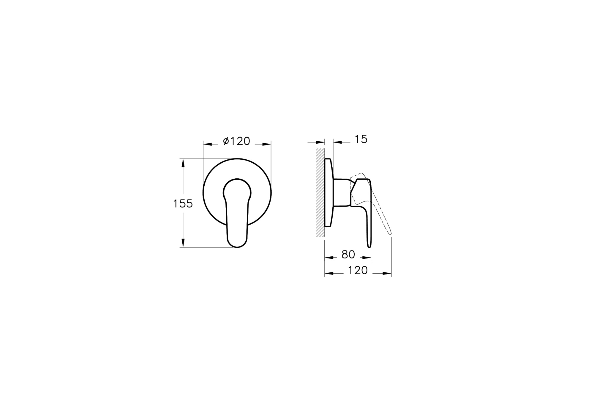 Смеситель для ванны или душа VitrA Root Round A42728EXP настенный 
без термостата хром
