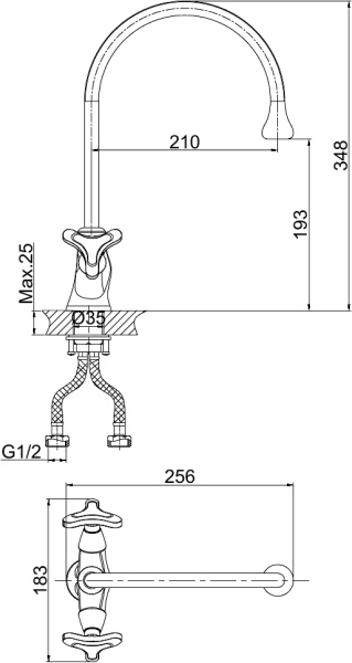 Смеситель для кухни D&K Hessen DA1382441 без подключения к фильтру хром