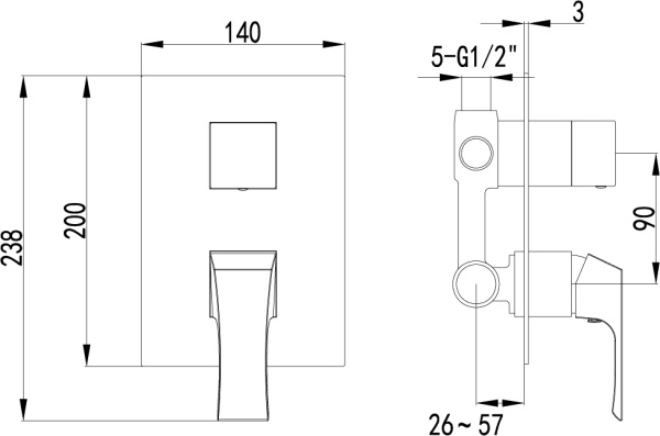 Смеситель для душа Lemark Unit LM4528C встраиваемый в стену 
без термостата хром