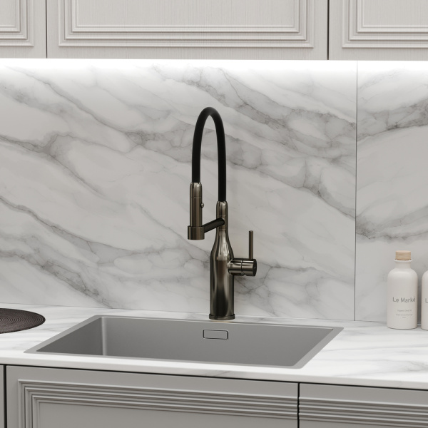 Смеситель для кухни Sancos Pride SC4011GG без подключения к фильтру вороненая сталь/черный