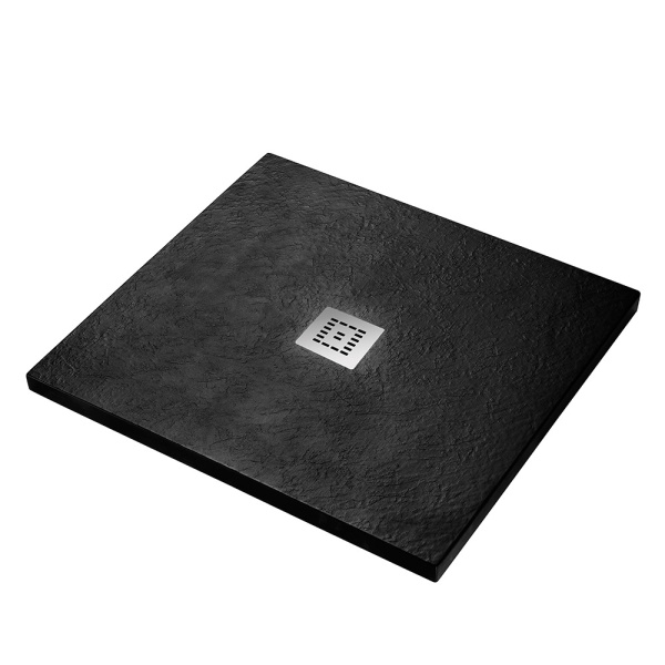 Душевой поддон низкий BelBagno Uno TRAY-MR-UNO-A-90-35-NERO-CR квадратный литьевой мрамор 90x90 черный матовый