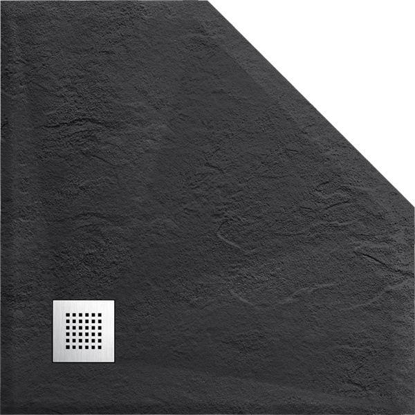 Душевой поддон низкий Vincea VST-4SP VST-4SP1010A пятиугольный литьевой мрамор 100x100 темно-серый матовый