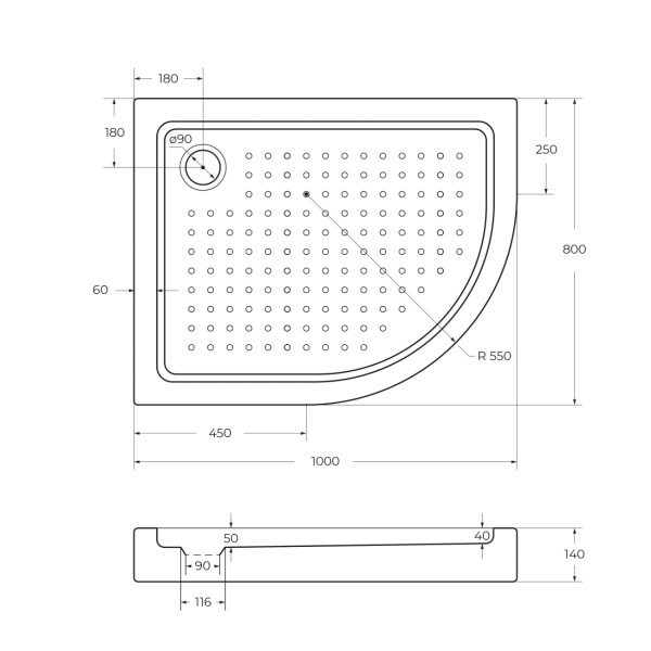 Душевой поддон низкий Cezares Tray TRAY-A-RH-100/80-550-15-W-L ассиметричный акрил 100x80 белый