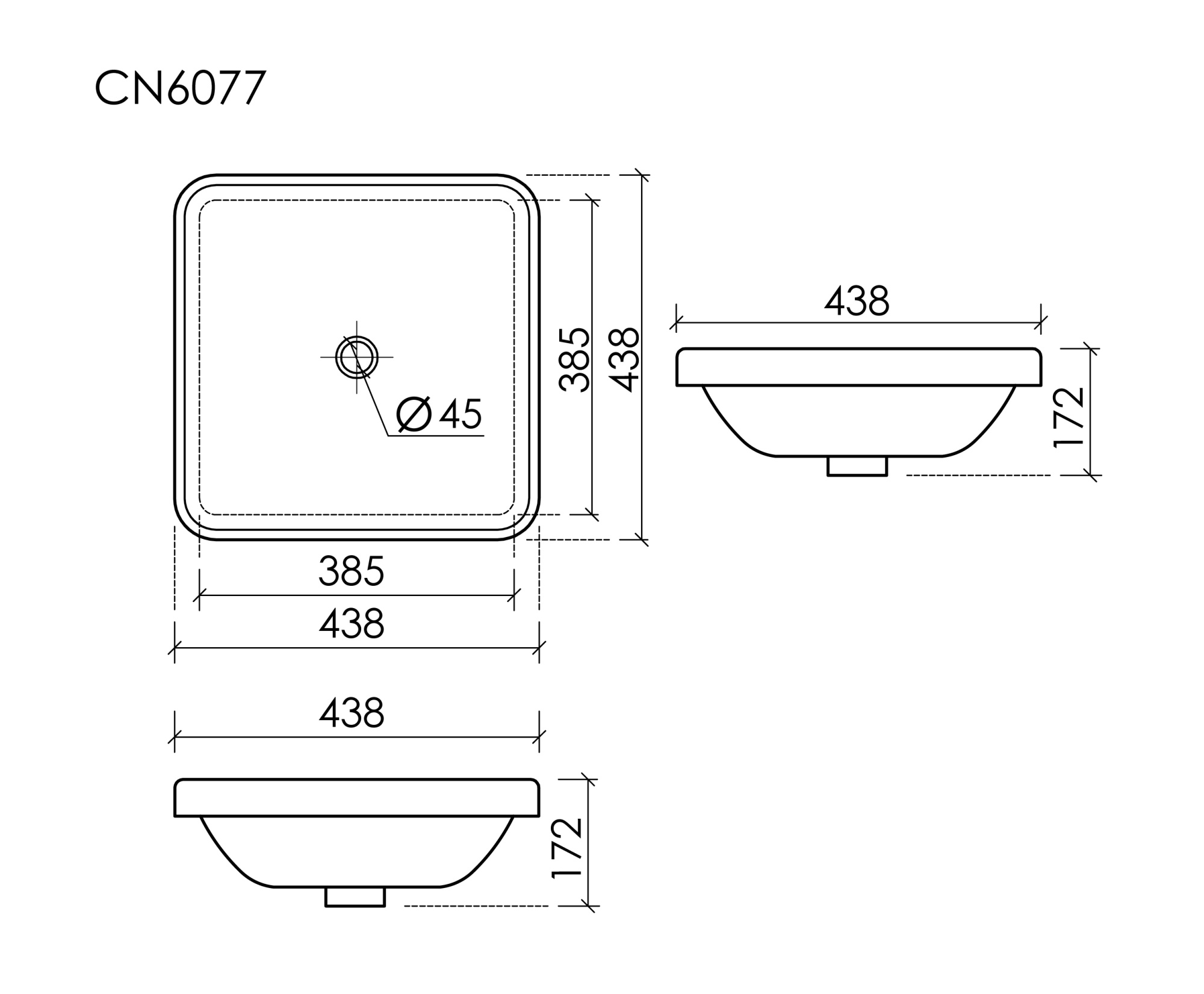 Раковина встраиваемая сверху квадратная  Ceramica Nova Element CN6077 фарфор цвет белый