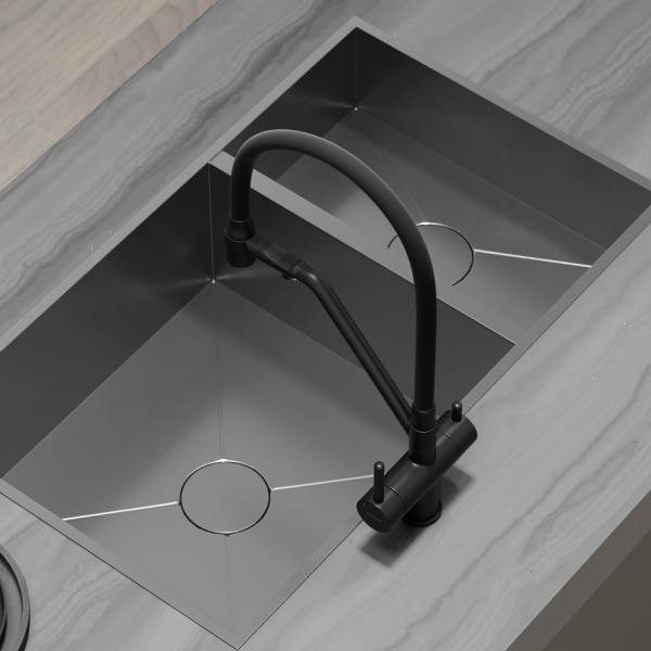 Смеситель для кухни Sancos Dora SC4003MB с подключением к фильтру черный матовый