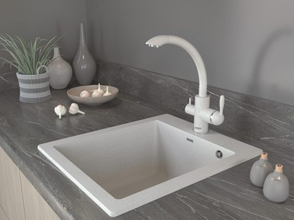 Смеситель для кухни Paulmark Essen Es213001-328 с подключением к фильтру бежевый матовый