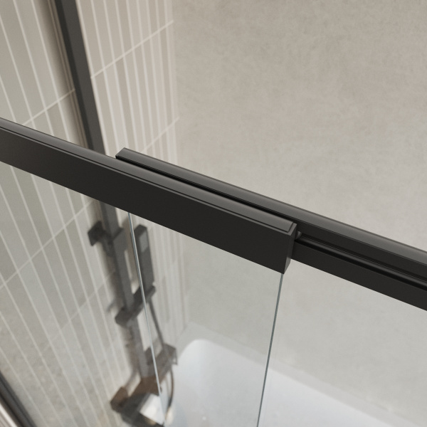 Шторка для ванны раздвижной  BelBagno Luce LUCE-VF-11-100/145-C-NERO 100 см, стекла прозрачные, профиль черный