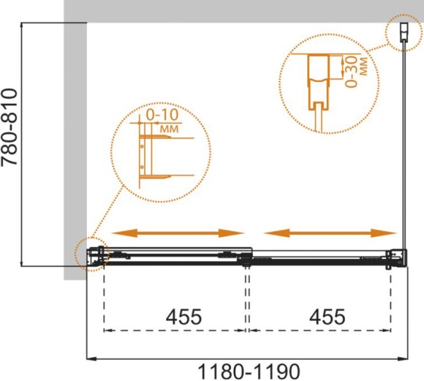 Душевой угол Cezares TANDEM-SOFT-AH-2-120/80-C-Cr-IV 120x80