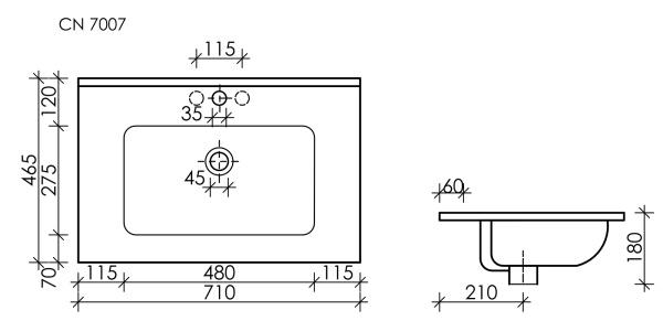 Раковина мебельная прямоугольная Ceramica Nova Element CN7007 фарфор цвет белый