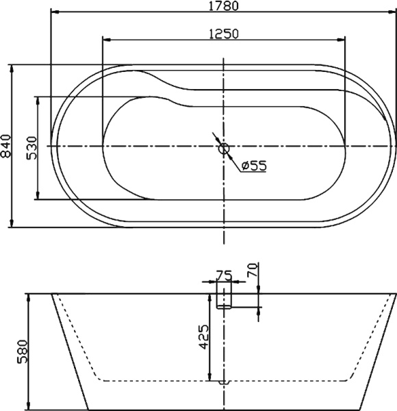 Акриловая ванна BelBagno  BB14 180x85
