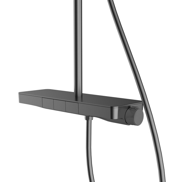 Душевая система со смесителем Vincea Inspire VSFS-3I12TGM монтаж настенная с термостатом вороненая сталь