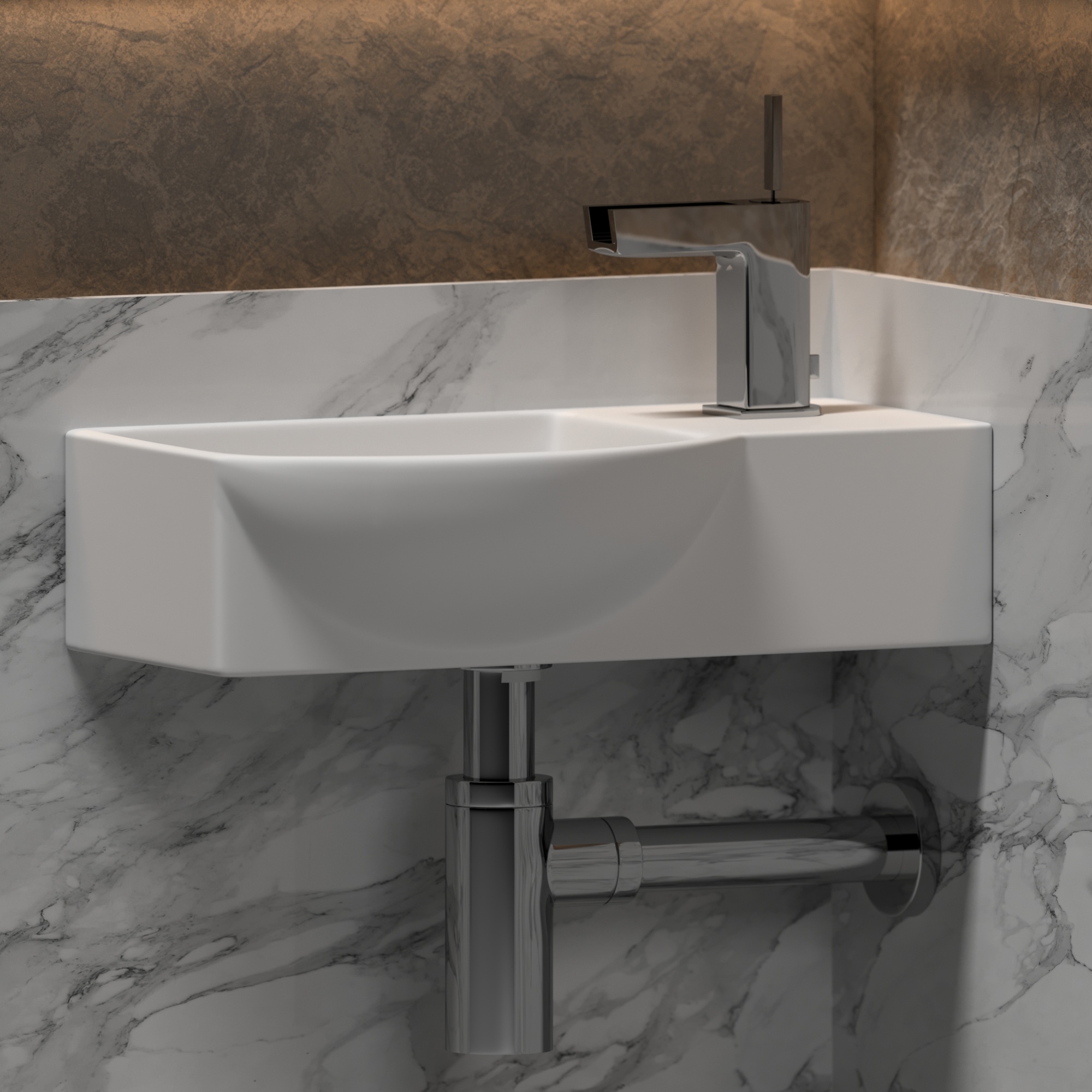 Раковина подвесная прямоугольная Ceramica Nova Element CN6039L фарфор цвет белый