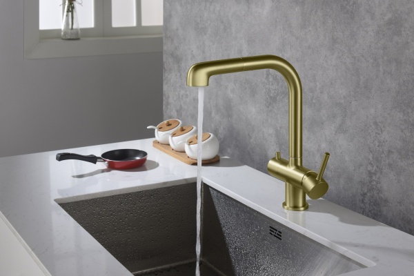 Смеситель для кухни Timo Saona 2346/17FL с подключением к фильтру матовое золото