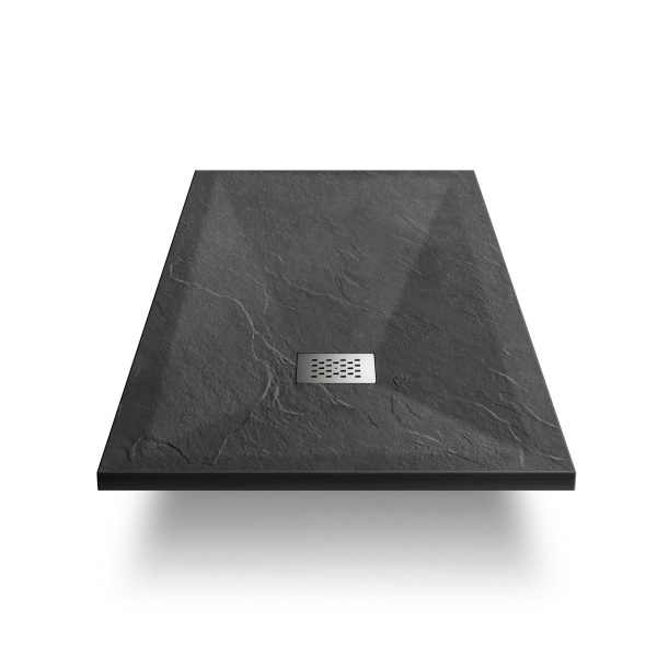Душевой поддон низкий Vincea VST-4SR VST-4SR8011A прямоугольный литьевой мрамор 110x80 темно-серый матовый