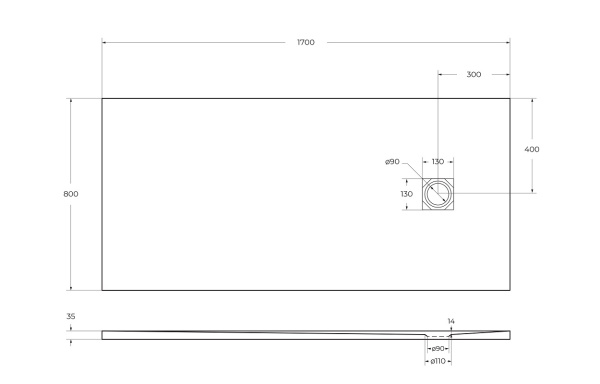 Душевой поддон низкий BelBagno Uno TRAY-MR-UNO-AH-170/80-35-W-CR прямоугольный литьевой мрамор 170x80 белый