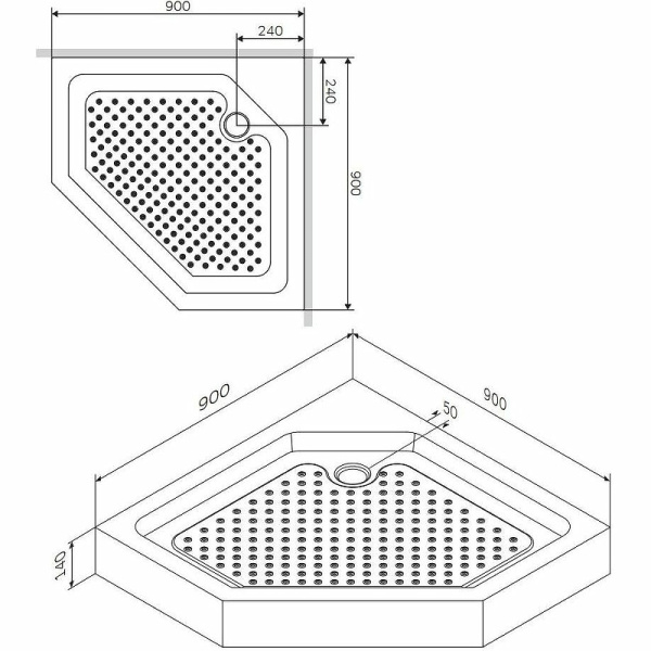 Душевой поддон низкий Am.Pm Gem W90T-405-090WT пятиугольный акрил 90x90 белый