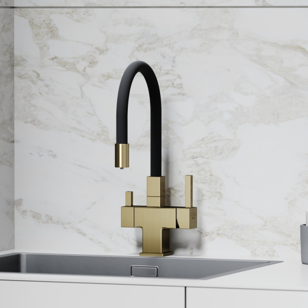 Смеситель для кухни Sancos Arno SC4005BG с подключением к фильтру брашированное золото/черный