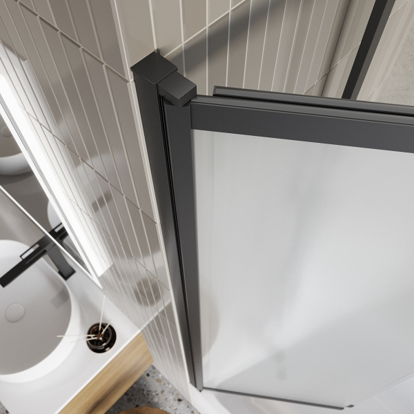 Шторка для ванны раздвижная  BelBagno Luce LUCE-VF-11-90/145-P-NERO 90 см, стекла матовые, профиль черный