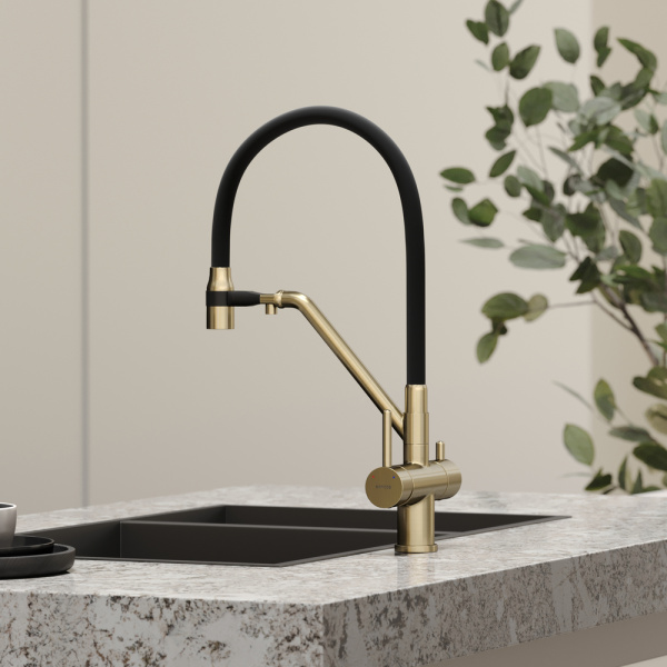 Смеситель для кухни Sancos Dora SC4003BG с подключением к фильтру брашированное золото