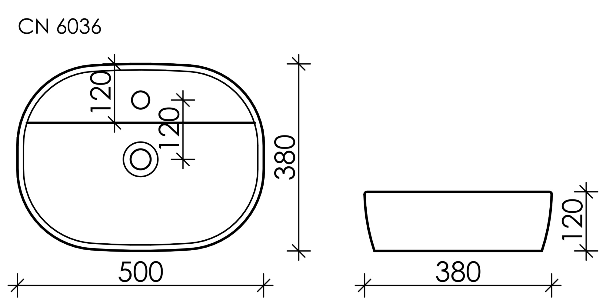 Раковина накладная овальная Ceramica Nova Element CN6036 фарфор цвет белый