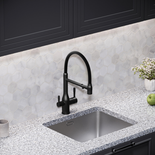 Смеситель для кухни Sancos Garda SC4009MB с подключением к фильтру матовый черный/черный