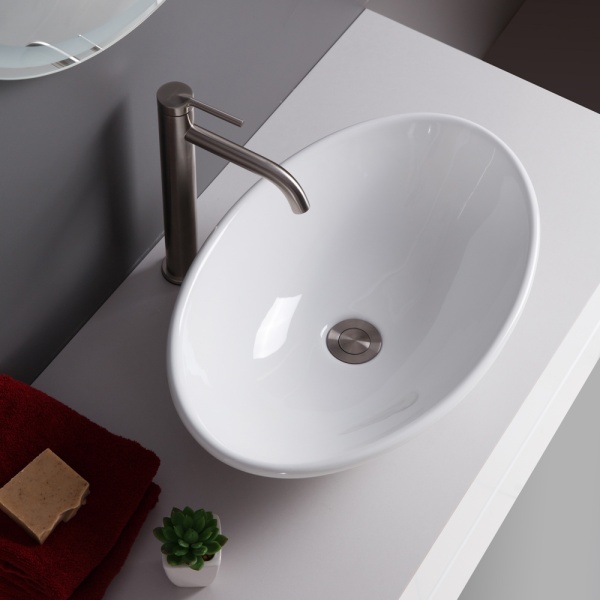 Раковина накладная овальная BelBagno  BB1147 фаянс цвет белый