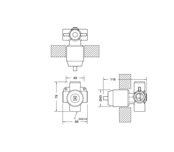 Встраиваемая часть смесителя Bravat Built-in D999BW-ENG черный 