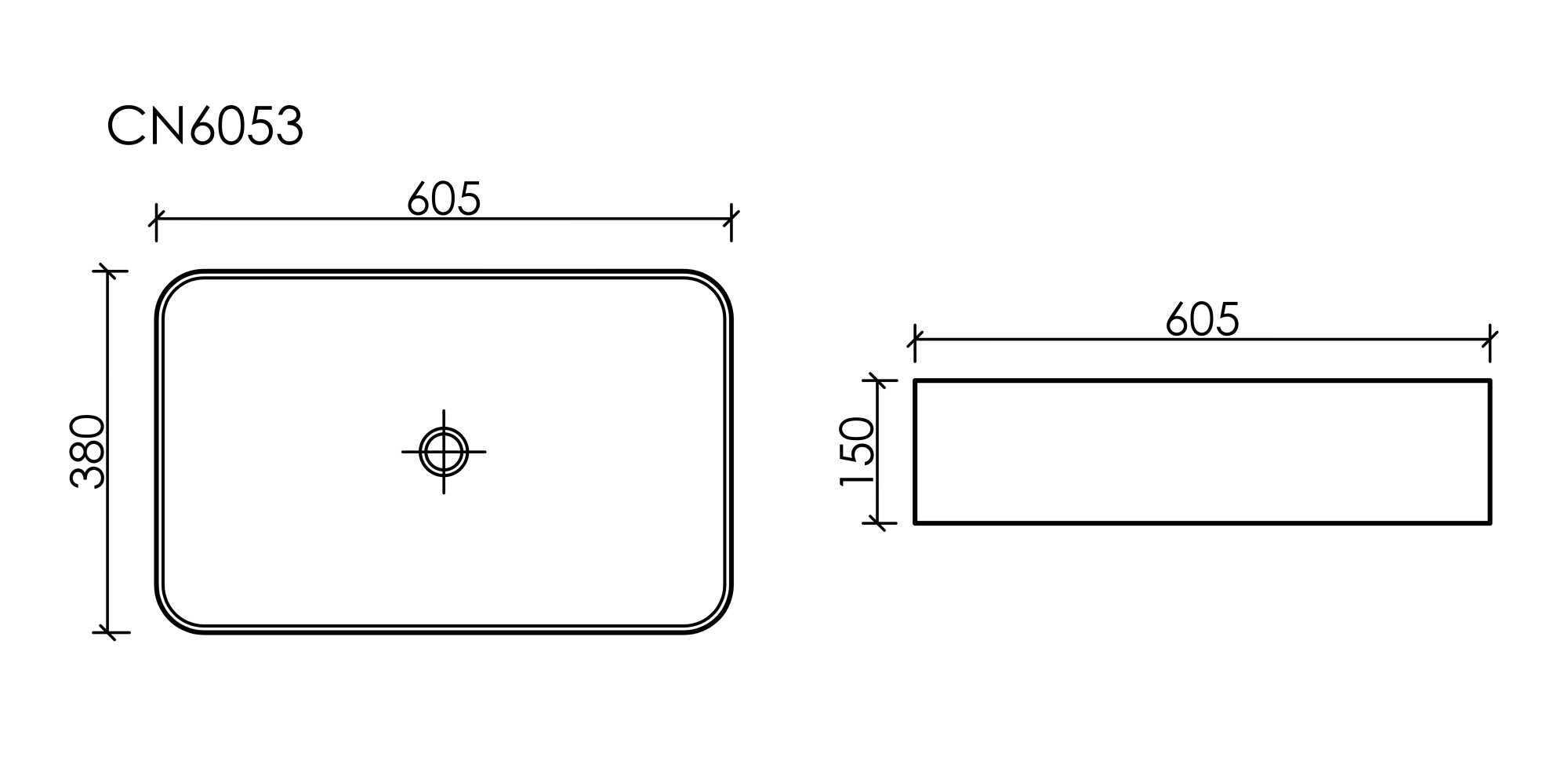 Раковина накладная прямоугольная Ceramica Nova Element CN6053MB фарфор цвет черный матовый