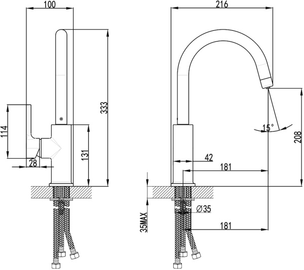 Смеситель для кухни Lemark Comfort LM3073C с подключением к фильтру хром