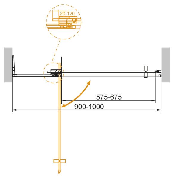Душевая дверь распашная Cezares Slider SLIDER-B-1-90/100-C-NERO 90-100 см стекла прозрачные профиль черный матовый