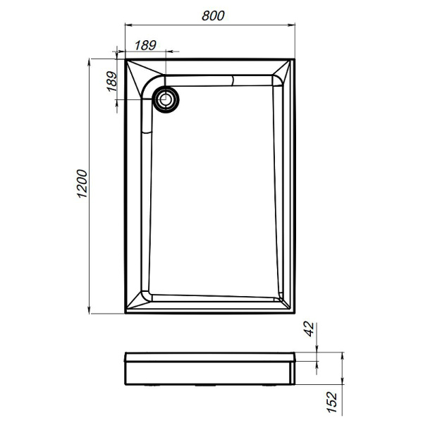 Душевой поддон низкий Am.Pm Gem W90T-404-12080W прямоугольный акрил 120x80 белый