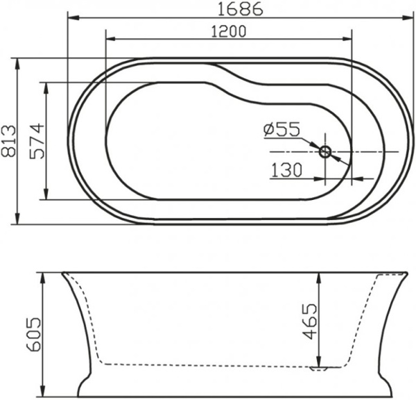 Акриловая ванна BelBagno  BB300 168.6x81.3