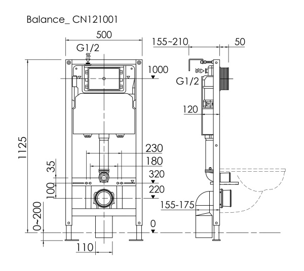 Комплект инсталляции с подвесным унитазом Ceramica Nova Forma CN3009_121001CH крышка-сиденье в комплекте быстросъемное с микролифтом, клавиша смыва в комплекте хром