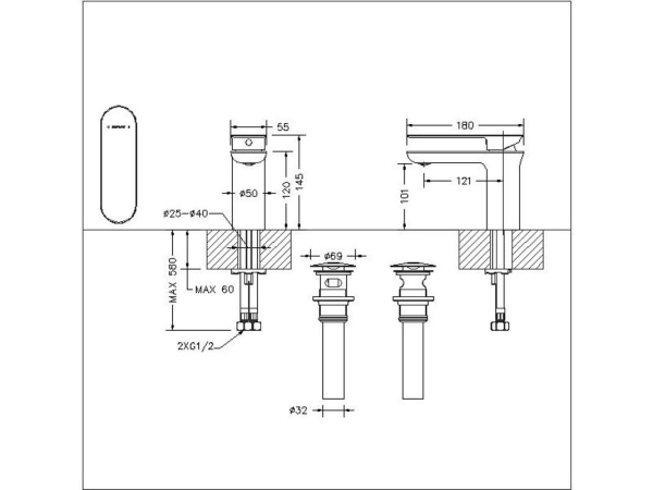 Смеситель для раковины Bravat Gina F165104C-ENG хром