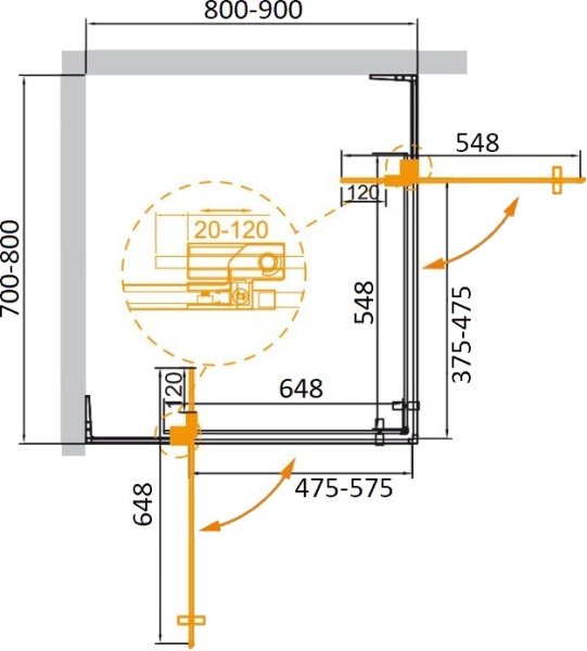 Душевой угол Cezares Slider SLIDER-AH-2-70/80-80/90-C-NERO прямоугольная  стекла прозрачные, профиль черный