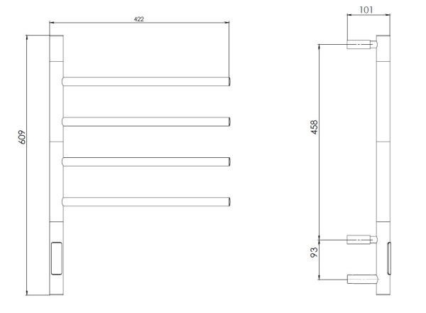 Полотенцесушитель электрический Vincea  П4  40x60 VTD-1S1CBE черный матовый