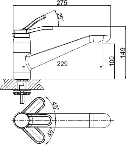 Смеситель для кухни D&K Venice DA1062341 без подключения к фильтру хром