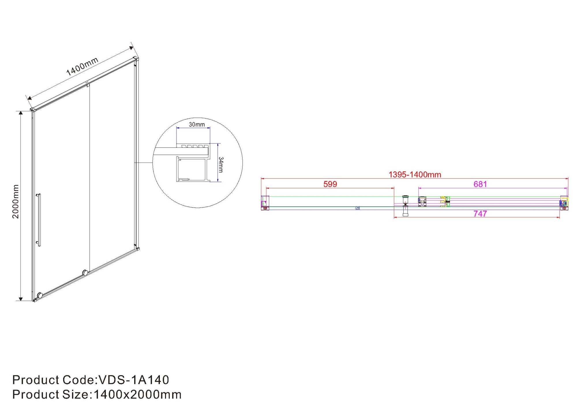 Душевая дверь Vincea Arno VPS-1A140CL 140 см стекла прозрачные, профиль хром