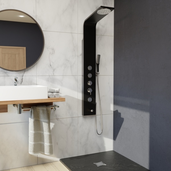 Душевая система со смесителем RGW Shower Panels 21140105-14 монтаж настенная без термостата черный
