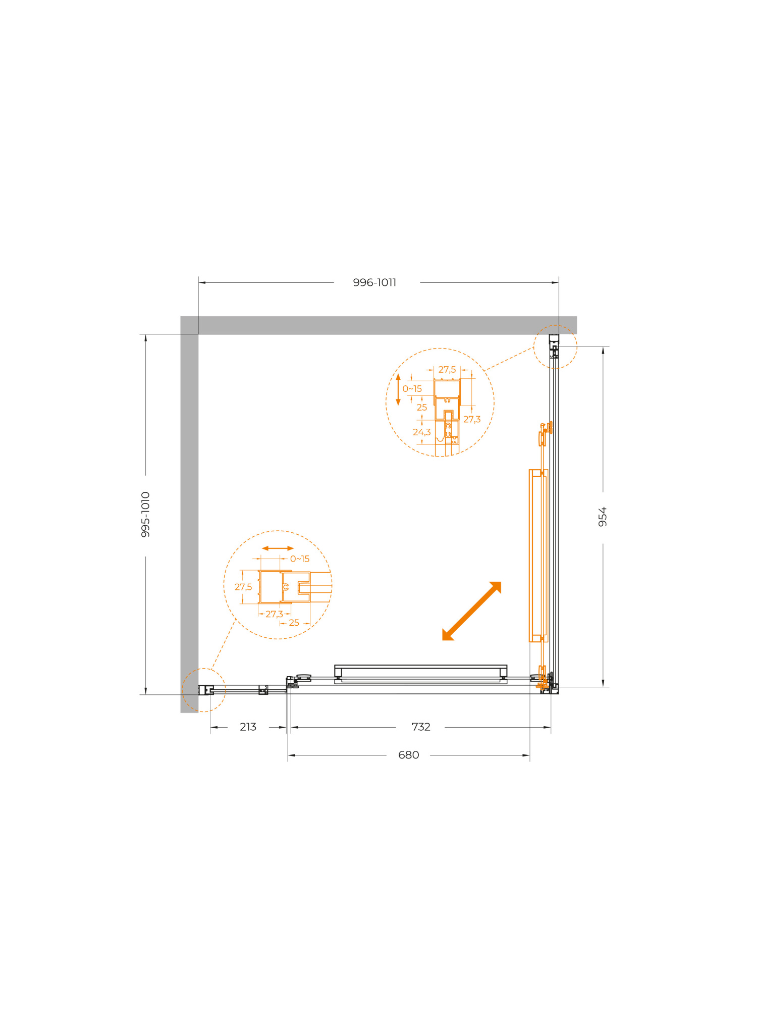 Душевой угол Cezares Lux LUX-A-FS-11-100-C-CR квадратный 100x100 стекла прозрачные, профиль хром