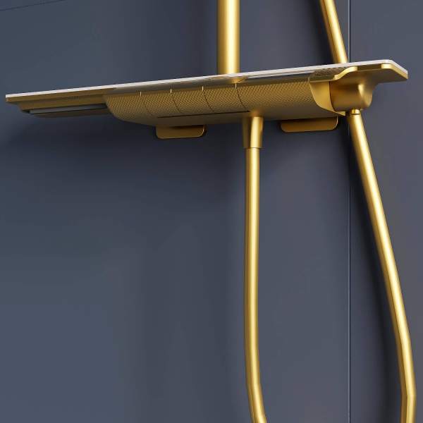 Душевая система со смесителем RGW Shower Panels 51140134-06 монтаж настенная с термостатом золото