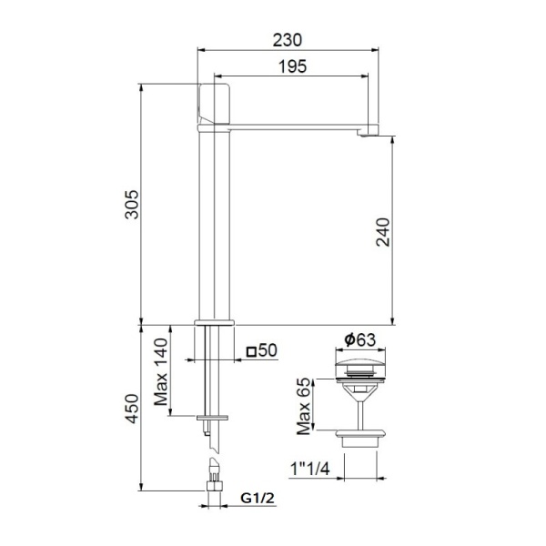 Смеситель для раковины Webert ONE-X OX830402015 хром/сталь