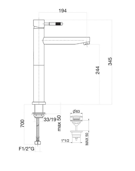 Смеситель для раковины Webert Rimini RI831402560 черный
