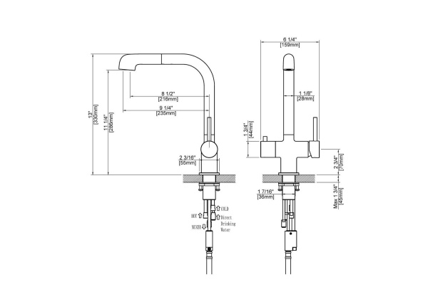 Смеситель для кухни Timo Saona 2346/00FL с подключением к фильтру хром