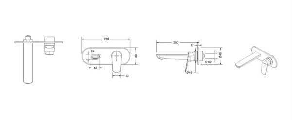 Смеситель для раковины Bravat Rhein P8429564BW-ENG черный